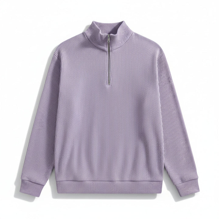 Men’s Casual Long Sleeve Polo Shirt with Zipper Stand Collar-B Unique Fashions
