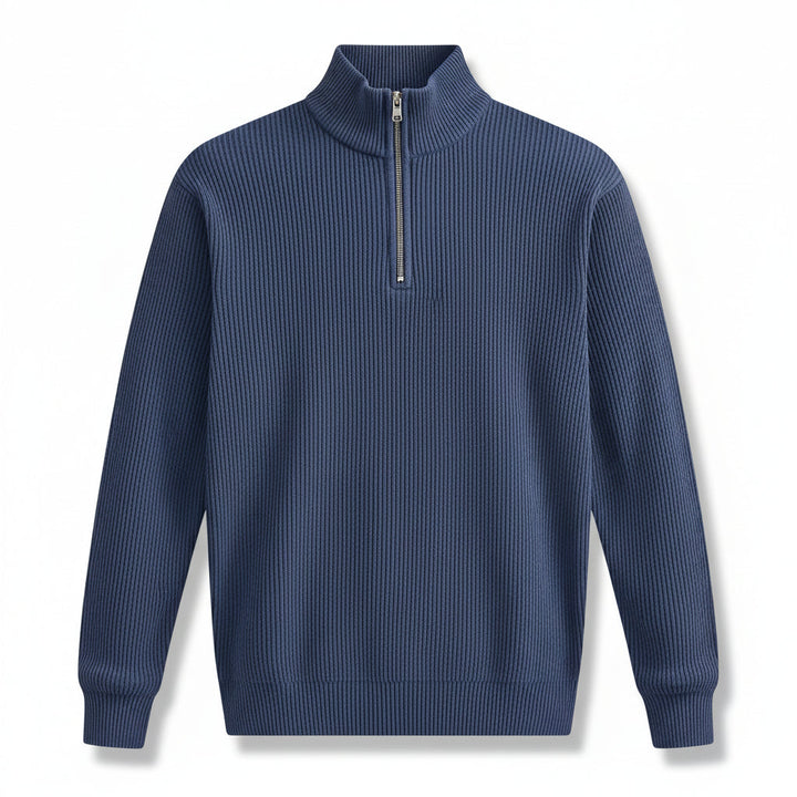 Men’s Casual Long Sleeve Polo Shirt with Zipper Stand Collar-B Unique Fashions