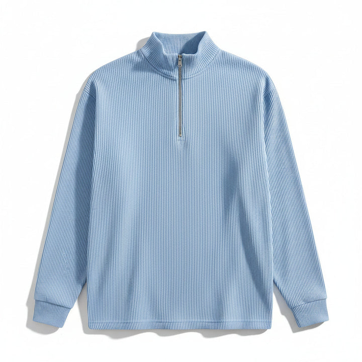 Men’s Casual Long Sleeve Polo Shirt with Zipper Stand Collar-B Unique Fashions