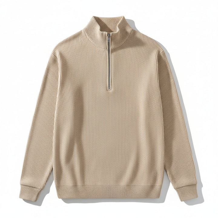 Men’s Casual Long Sleeve Polo Shirt with Zipper Stand Collar-B Unique Fashions