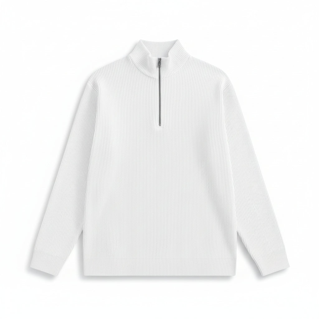 Men’s Casual Long Sleeve Polo Shirt with Zipper Stand Collar-B Unique Fashions