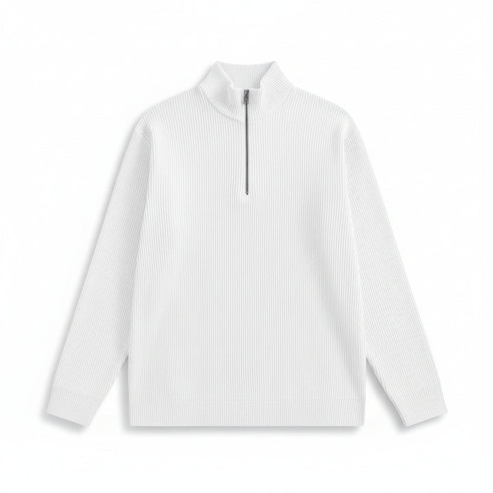 Men’s Casual Long Sleeve Polo Shirt with Zipper Stand Collar-B Unique Fashions