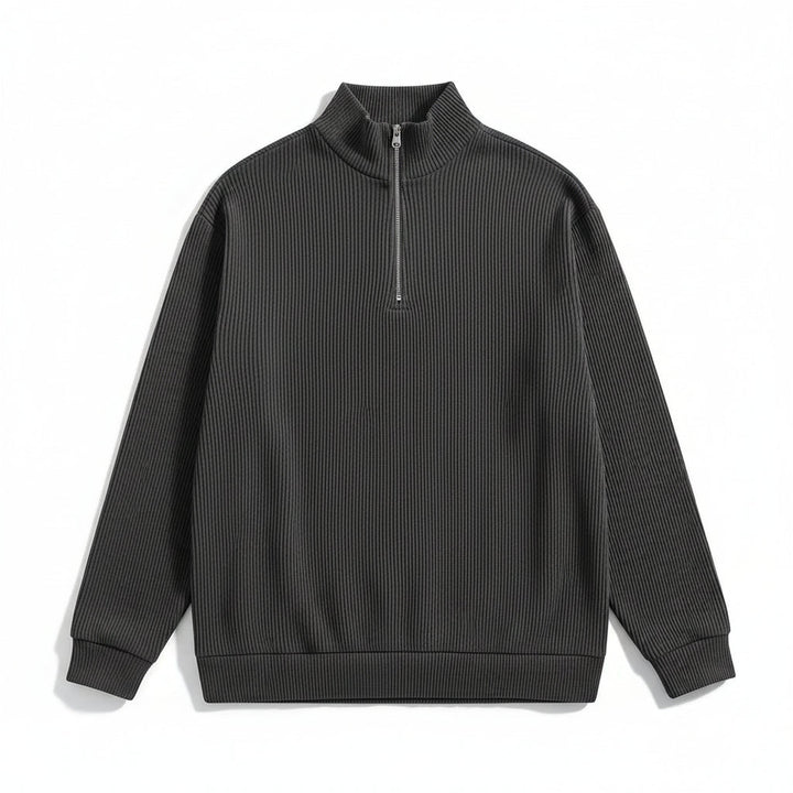 Men’s Casual Long Sleeve Polo Shirt with Zipper Stand Collar-B Unique Fashions