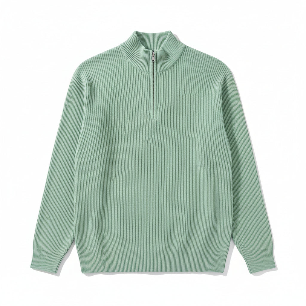 Men’s Casual Long Sleeve Polo Shirt with Zipper Stand Collar-B Unique Fashions