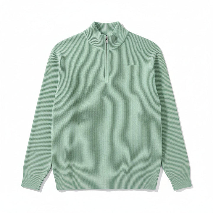Men’s Casual Long Sleeve Polo Shirt with Zipper Stand Collar-B Unique Fashions