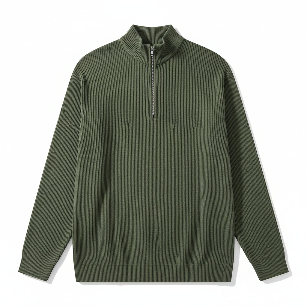 Men’s Casual Long Sleeve Polo Shirt with Zipper Stand Collar-B Unique Fashions