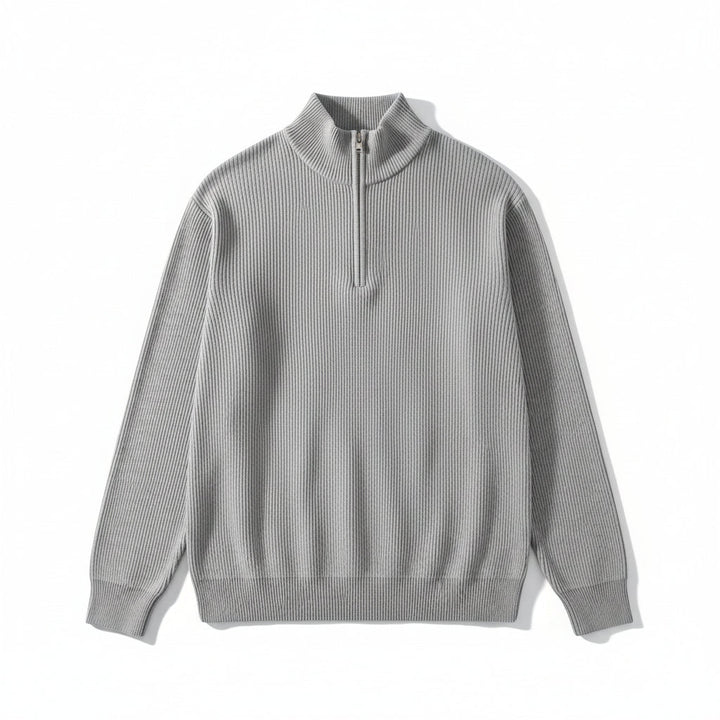 Men’s Casual Long Sleeve Polo Shirt with Zipper Stand Collar-B Unique Fashions
