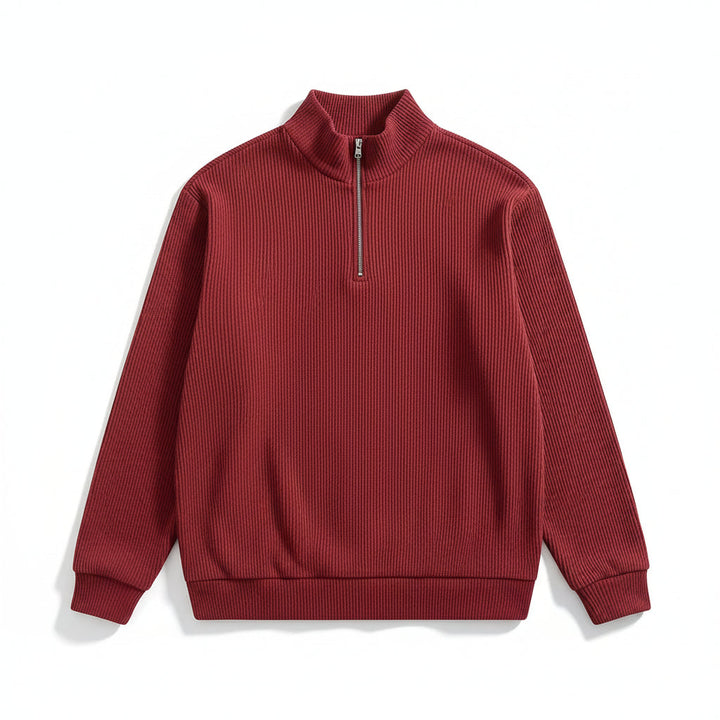 Men’s Casual Long Sleeve Polo Shirt with Zipper Stand Collar-B Unique Fashions