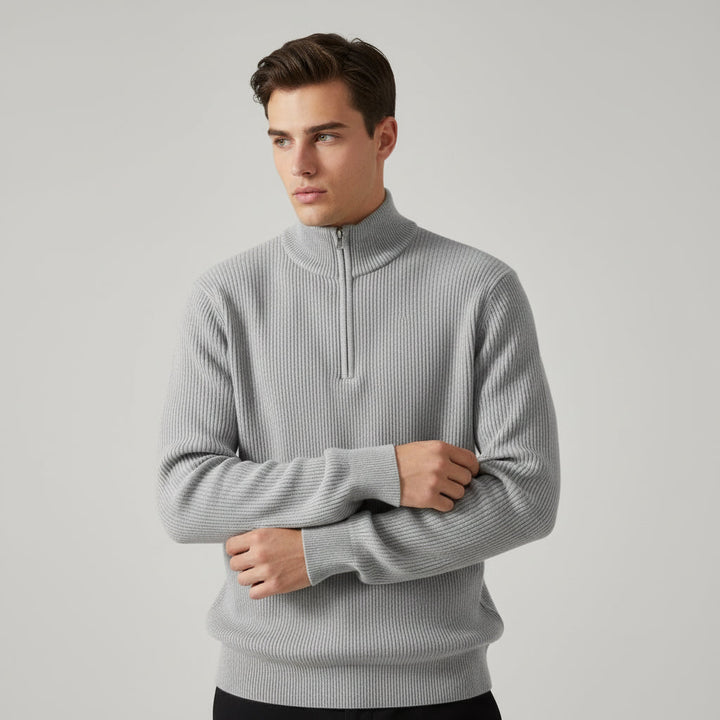 Men’s Casual Long Sleeve Polo Shirt with Zipper Stand Collar-B Unique Fashions
