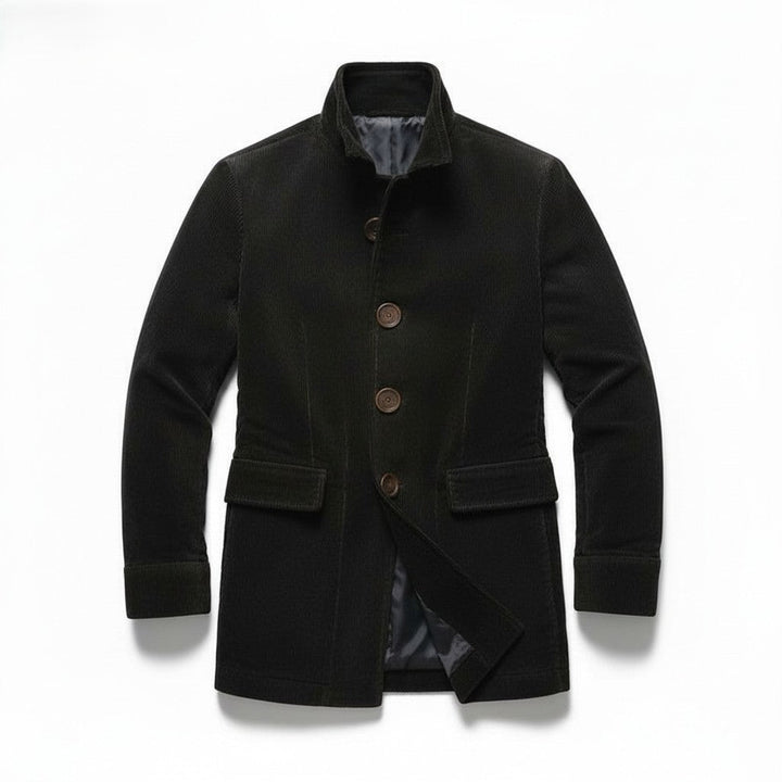 Men's Winter Jacket Stand Collar Button-up Blazer Outerwear-B Unique Fashions