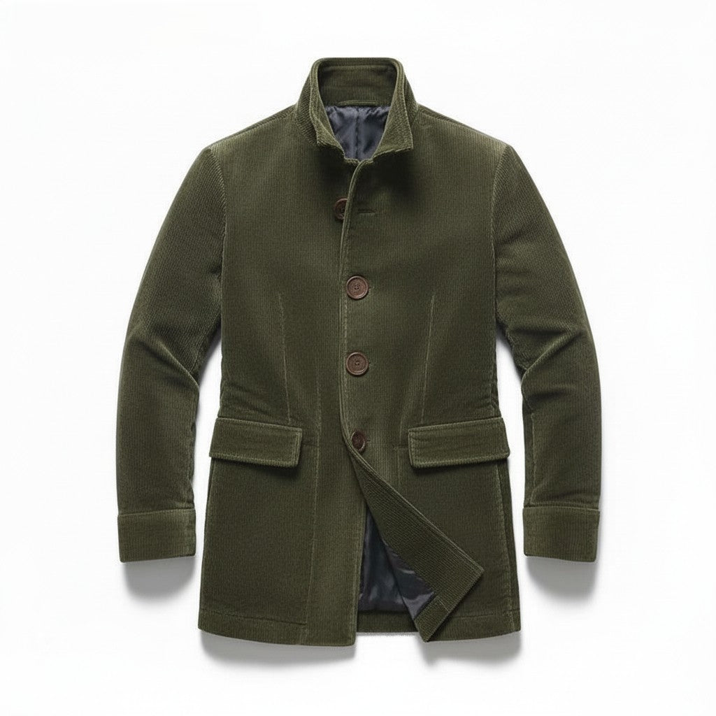 Men's Winter Jacket Stand Collar Button-up Blazer Outerwear-B Unique Fashions