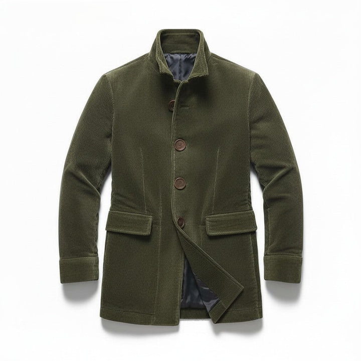 Men's Winter Jacket Stand Collar Button-up Blazer Outerwear-B Unique Fashions