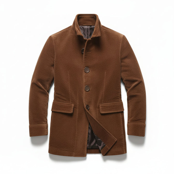 Men's Winter Jacket Stand Collar Button-up Blazer Outerwear-B Unique Fashions
