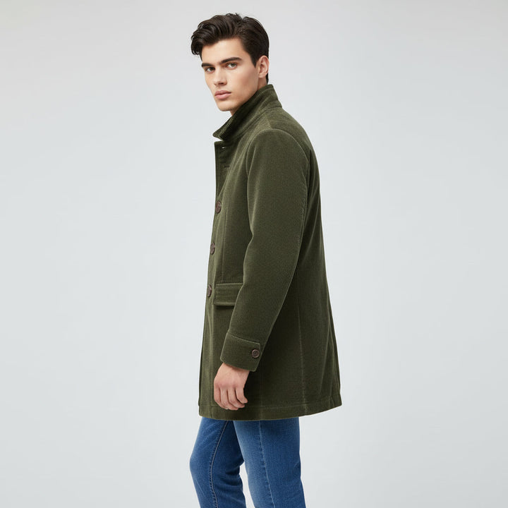Men's Winter Jacket Stand Collar Button-up Blazer Outerwear-B Unique Fashions