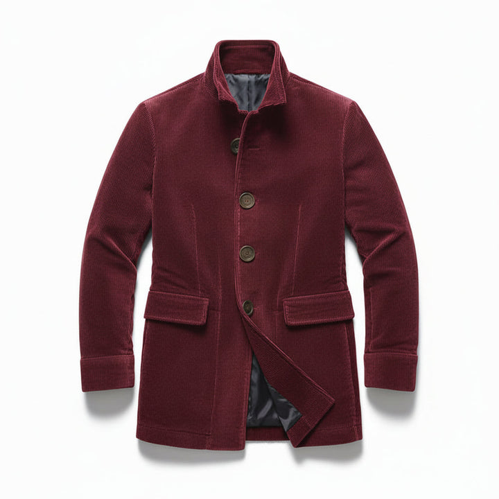 Men's Winter Jacket Stand Collar Button-up Blazer Outerwear-B Unique Fashions
