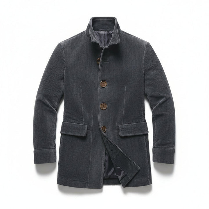 Men's Winter Jacket Stand Collar Button-up Blazer Outerwear-B Unique Fashions