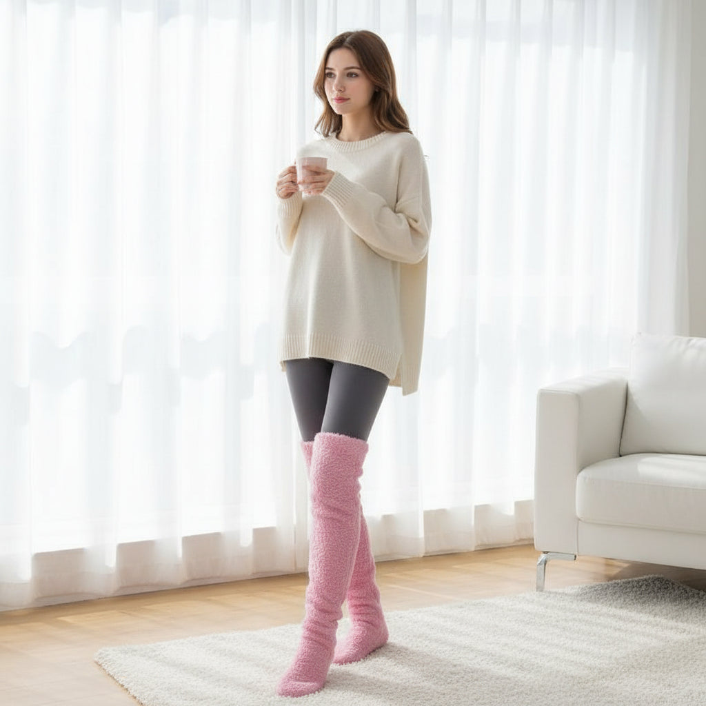 Over Knee High Fuzzy Socks for Warm and Cozy Comfort-B Unique Fashions