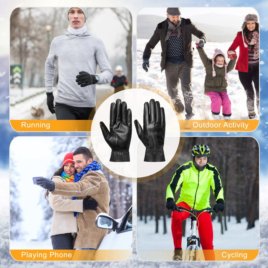 Unisex Leather Winter Gloves for Warmth and Outdoor Performance-B Unique Fashions