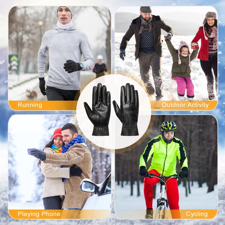 Unisex Leather Winter Gloves for Warmth and Outdoor Performance-B Unique Fashions