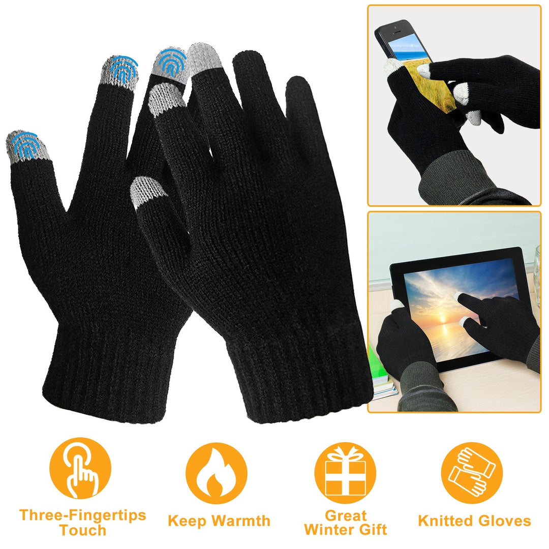 Unisex Touch Screen Full Finger Knitted Winter Gloves-B Unique Fashions