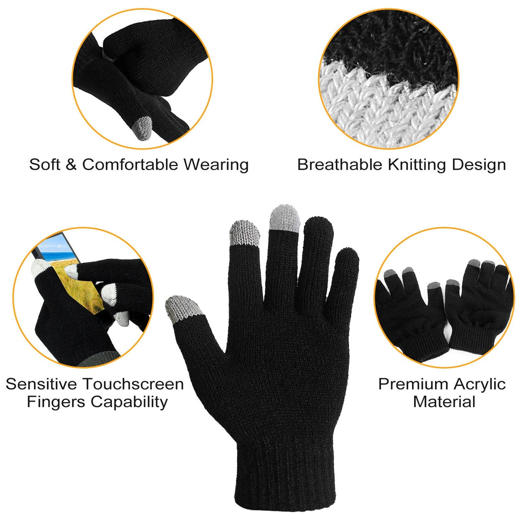 Unisex Touch Screen Full Finger Knitted Winter Gloves-B Unique Fashions