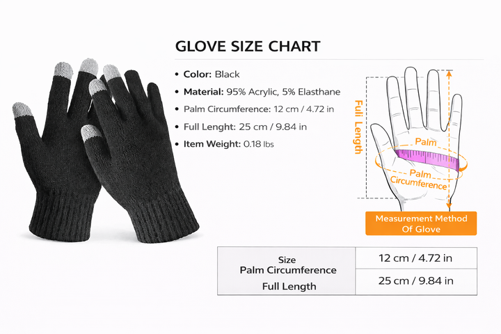 Unisex Touch Screen Full Finger Knitted Winter Gloves-B Unique Fashions