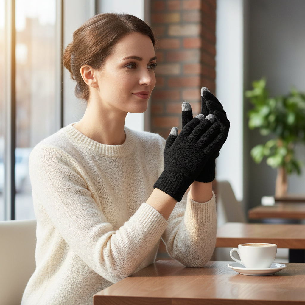 Unisex Touch Screen Full Finger Knitted Winter Gloves-B Unique Fashions