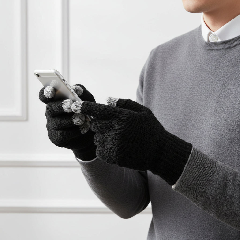 Unisex Touch Screen Full Finger Knitted Winter Gloves-B Unique Fashions