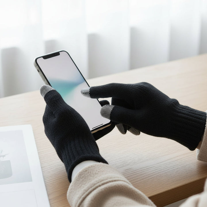 Unisex Touch Screen Full Finger Knitted Winter Gloves-B Unique Fashions