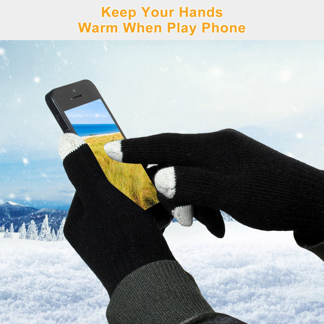 Unisex Touch Screen Full Finger Knitted Winter Gloves-B Unique Fashions