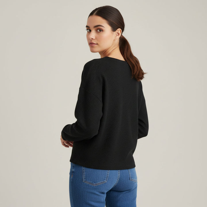 Waffle Long Sleeve T-Shirt for Everyday Comfort and Style-B Unique Fashions