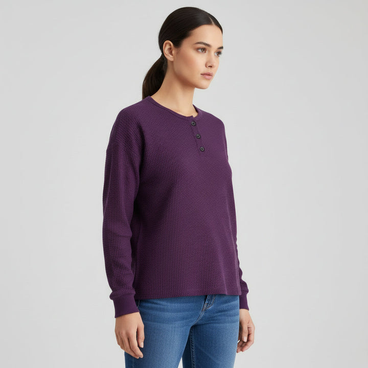 Waffle Long Sleeve T-Shirt for Everyday Comfort and Style-B Unique Fashions