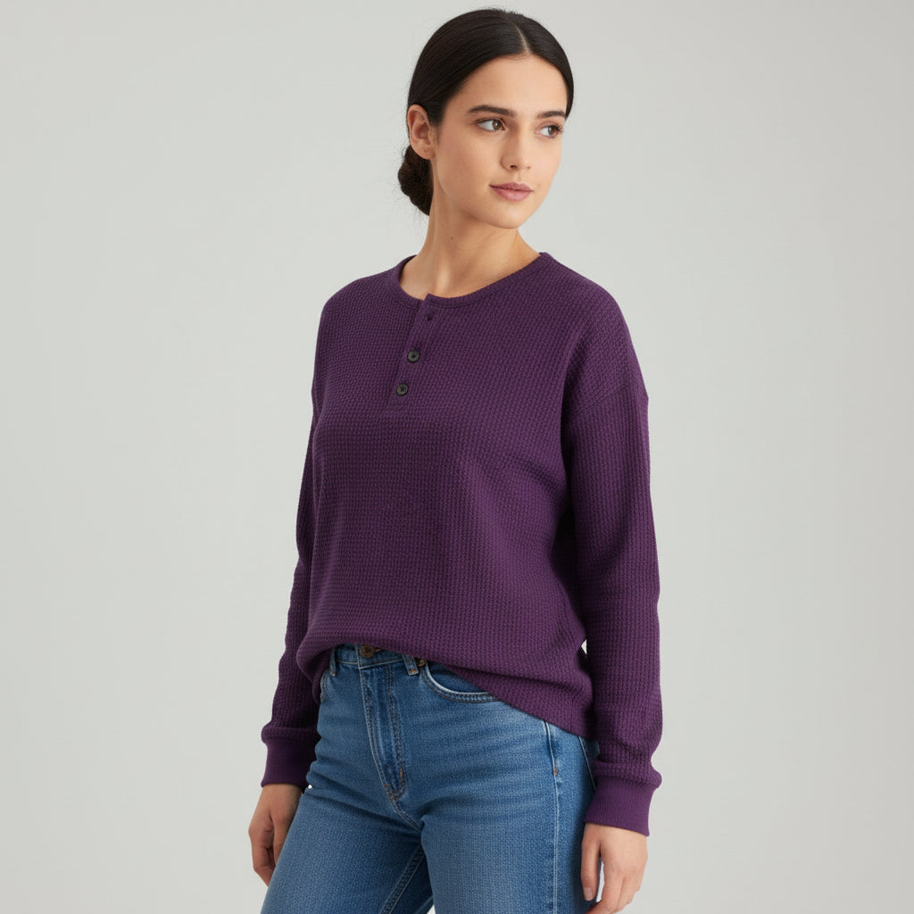 Waffle Long Sleeve T-Shirt for Everyday Comfort and Style-B Unique Fashions