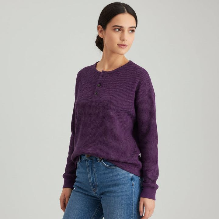 Waffle Long Sleeve T-Shirt for Everyday Comfort and Style-B Unique Fashions