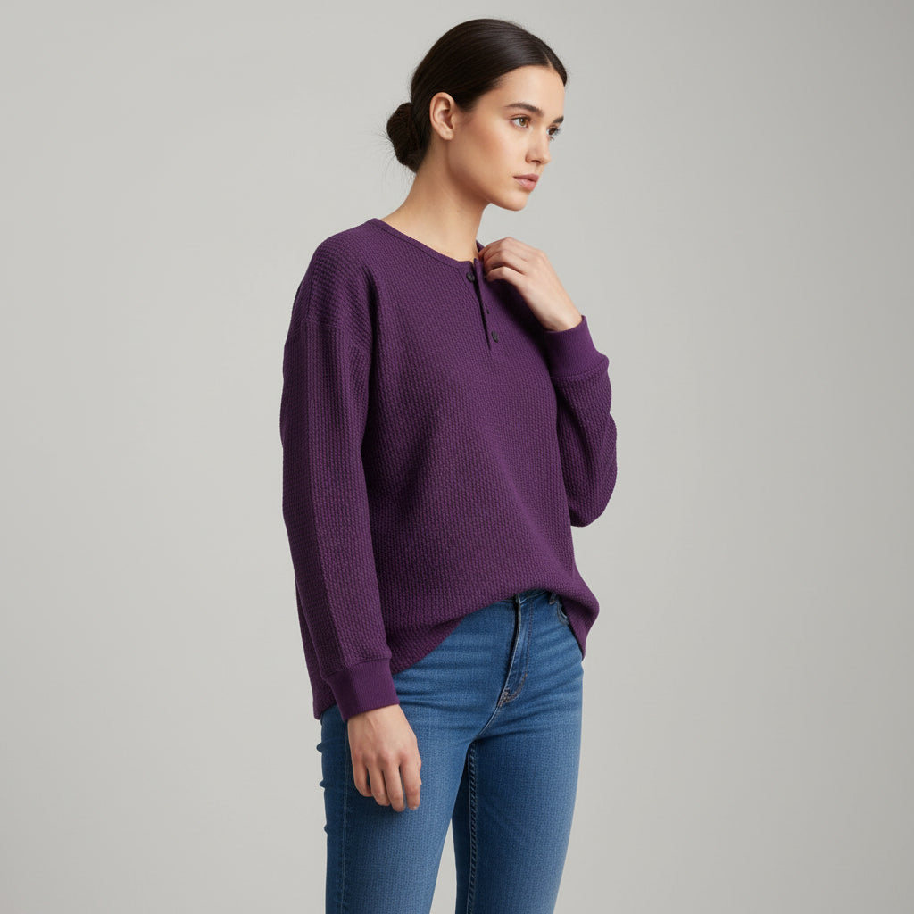 Waffle Long Sleeve T-Shirt for Everyday Comfort and Style-B Unique Fashions