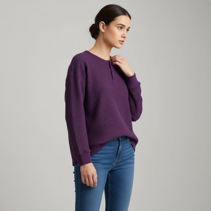 Waffle Long Sleeve T-Shirt for Everyday Comfort and Style-B Unique Fashions
