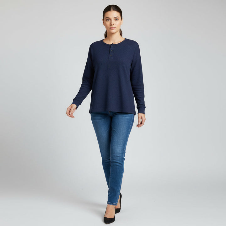 Waffle Long Sleeve T-Shirt for Everyday Comfort and Style-B Unique Fashions