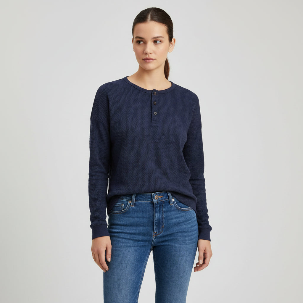 Waffle Long Sleeve T-Shirt for Everyday Comfort and Style-B Unique Fashions