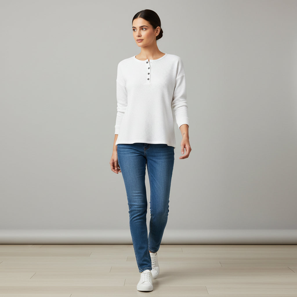 Waffle Long Sleeve T-Shirt for Everyday Comfort and Style-B Unique Fashions