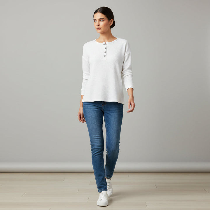 Waffle Long Sleeve T-Shirt for Everyday Comfort and Style-B Unique Fashions