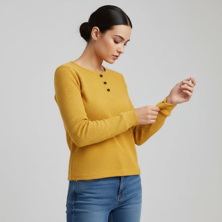 Waffle Long Sleeve T-Shirt for Everyday Comfort and Style-B Unique Fashions
