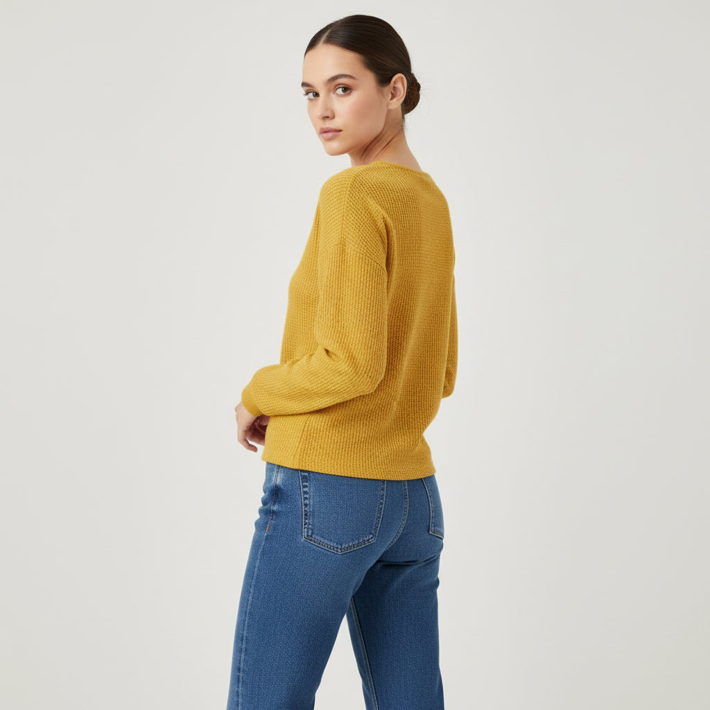 Waffle Long Sleeve T-Shirt for Everyday Comfort and Style-B Unique Fashions