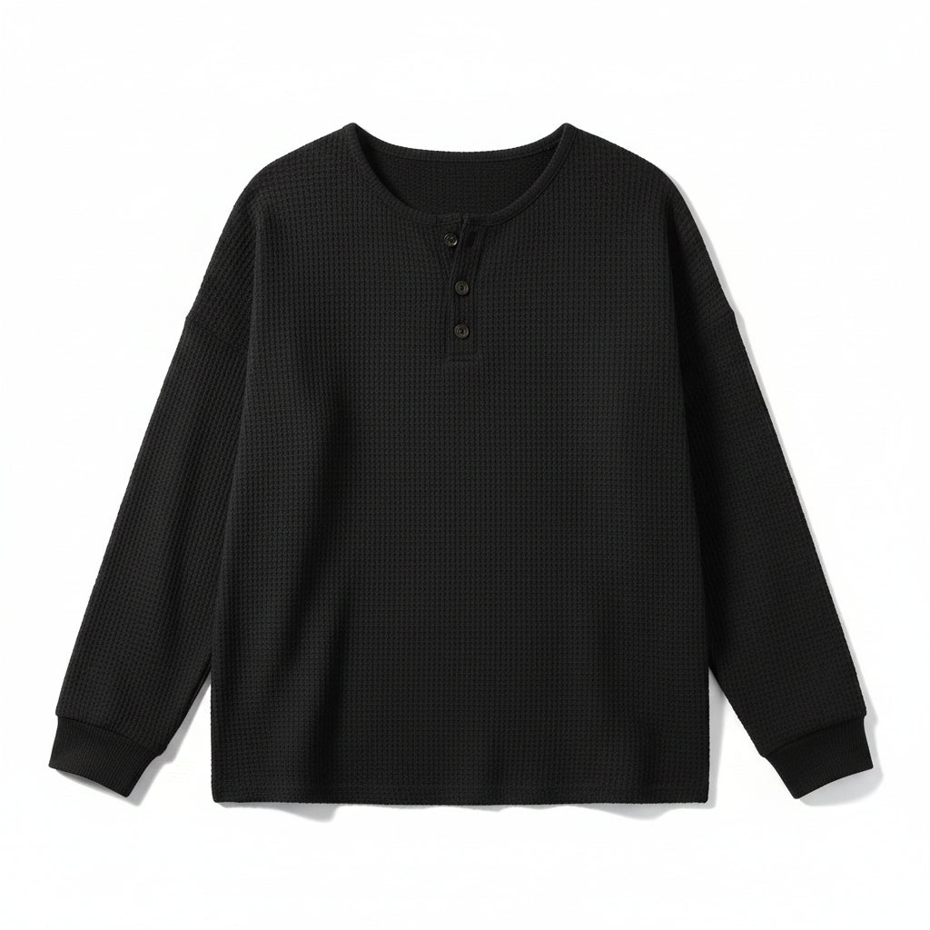 Waffle Long Sleeve T-Shirt for Everyday Comfort and Style-B Unique Fashions