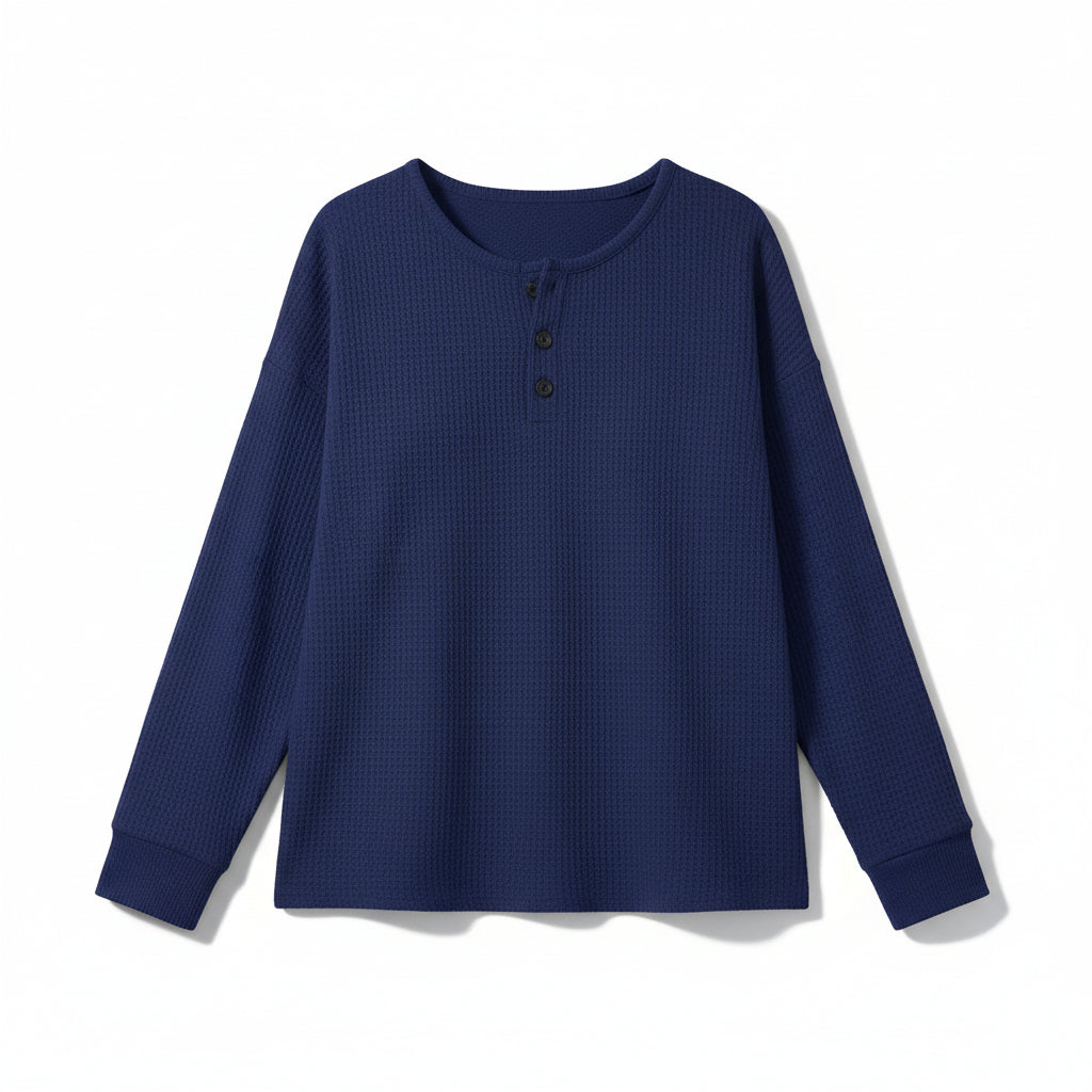 Waffle Long Sleeve T-Shirt for Everyday Comfort and Style-B Unique Fashions