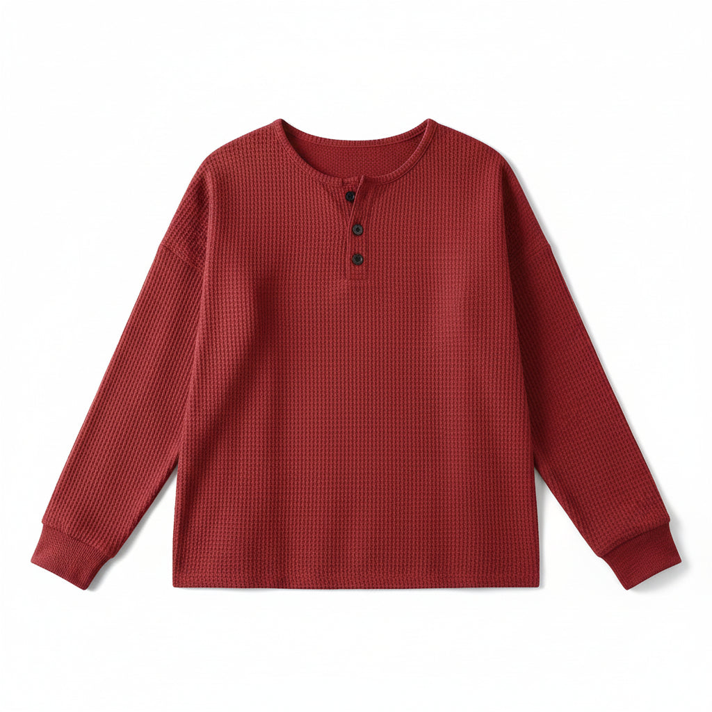 Waffle Long Sleeve T-Shirt for Everyday Comfort and Style-B Unique Fashions