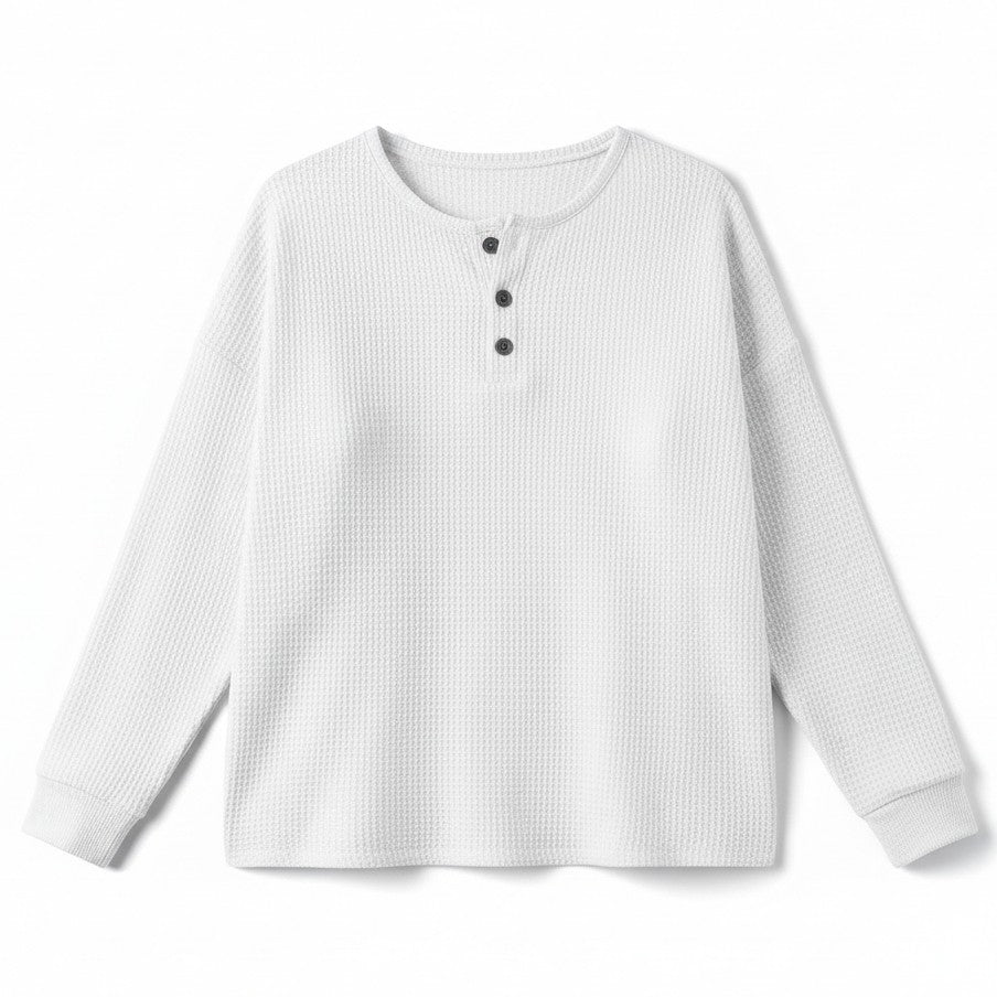 Waffle Long Sleeve T-Shirt for Everyday Comfort and Style-B Unique Fashions