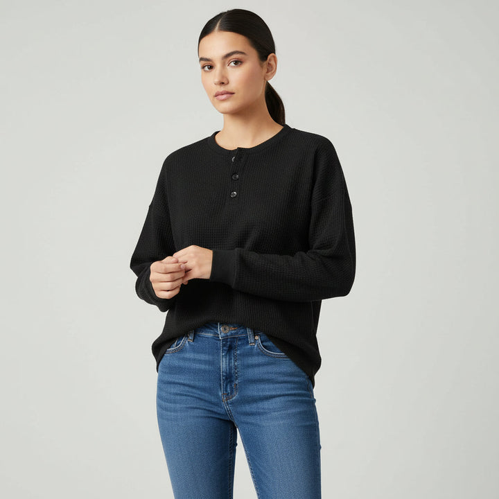 Waffle Long Sleeve T-Shirt for Everyday Comfort and Style-B Unique Fashions