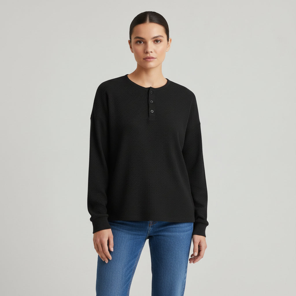 Waffle Long Sleeve T-Shirt for Everyday Comfort and Style-B Unique Fashions
