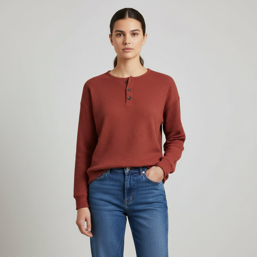 Waffle Long Sleeve T-Shirt for Everyday Comfort and Style-B Unique Fashions