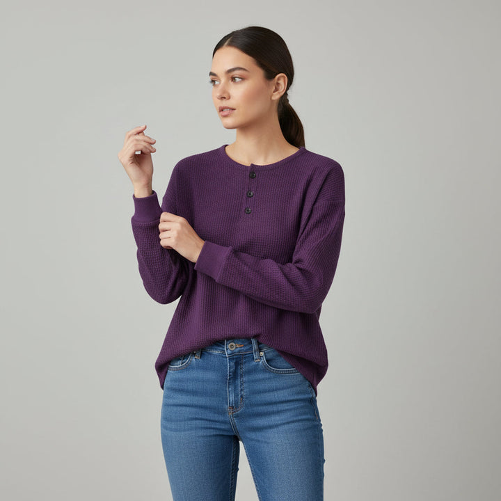 Waffle Long Sleeve T-Shirt for Everyday Comfort and Style-B Unique Fashions